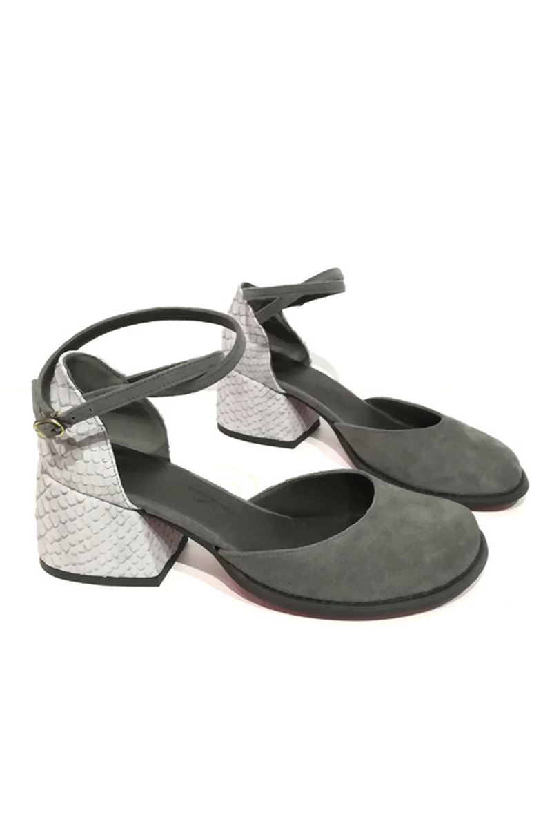 Buy Suede Women's Gray Comfort Strap Closed Toe Heel shoes, Designer shoes